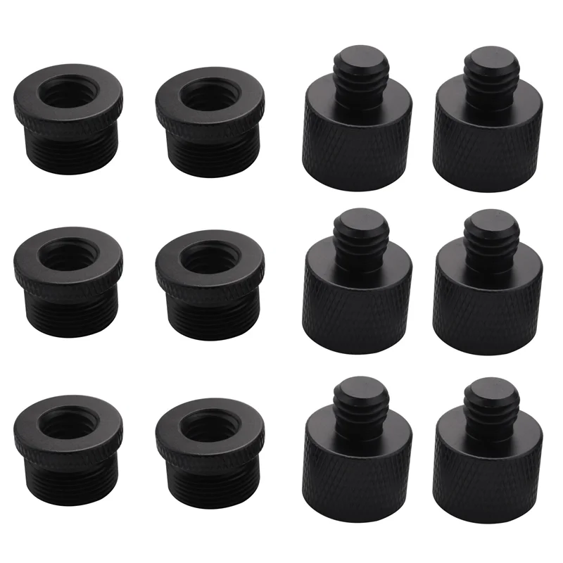 12 Buah Adaptor Ulir Mikrofon 5/8 Betina Ke 3/8 Jantan dan 3/8 Betina Ke 5/8 Jantan Ulir Adaptor Sekrup untuk Dudukan Mikrofon-VVNB