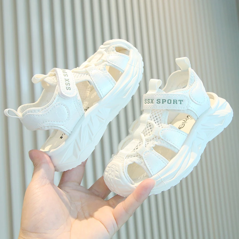 Children Running Sandals Summer Mesh Breathable Kids Non-slip Shoes Lightweight Causal Boys Girls School Sport Sandals Hook Loop