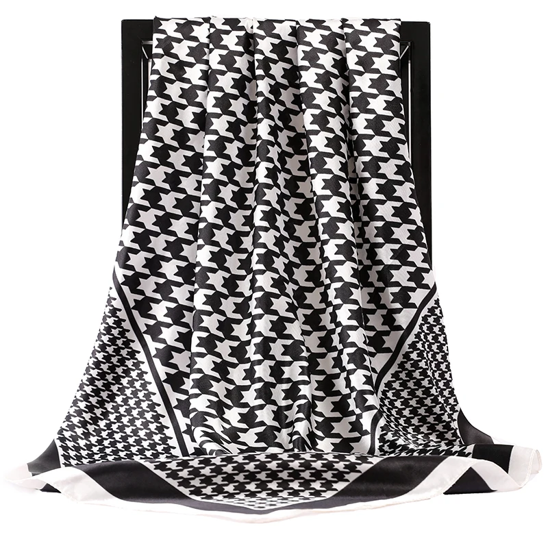 90*90cm Fashion Shawl Scarves Women Floral Print Satin Silk Hijab Female Square Kerchief Head Ladies bandanna muffler foulard