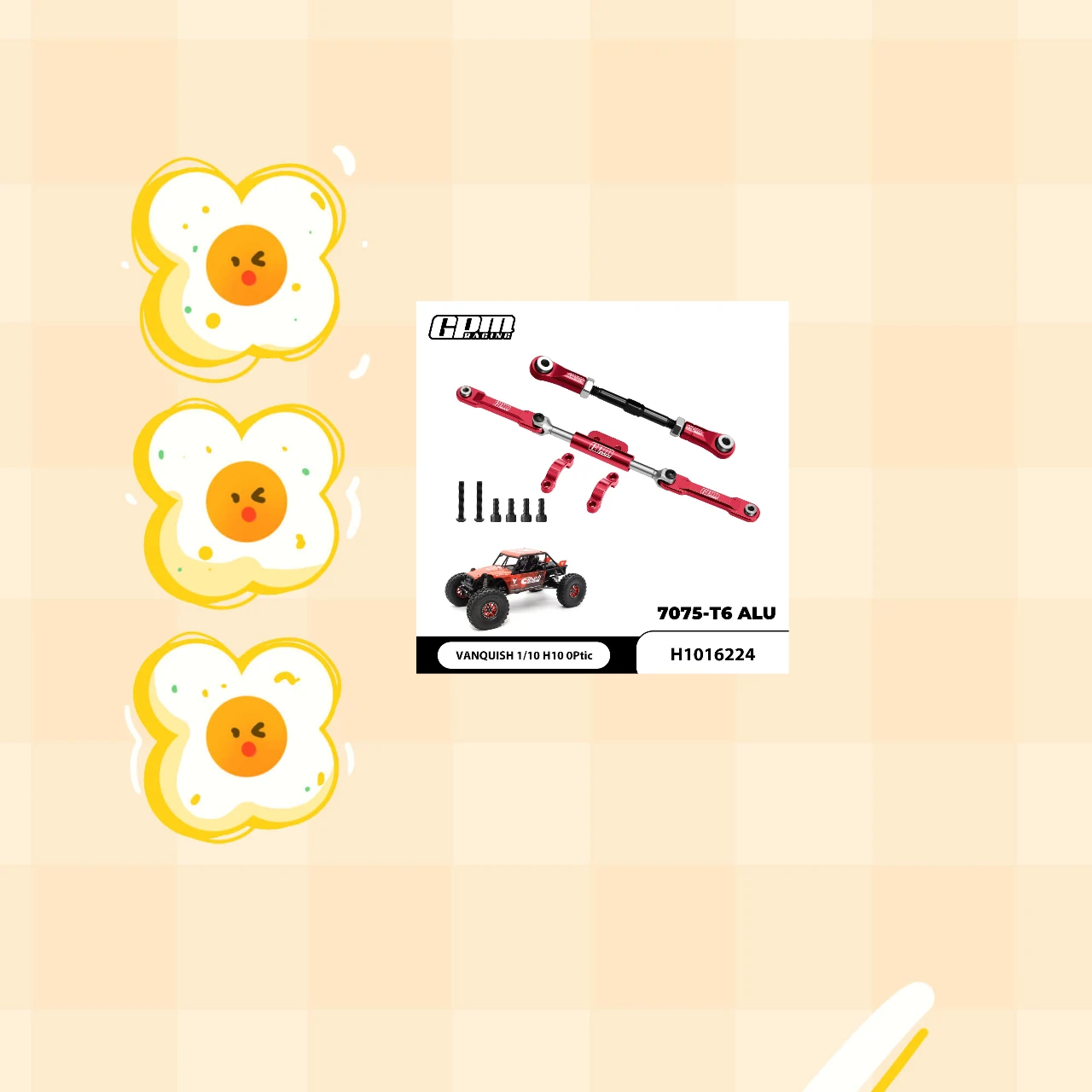 GPM 4140 CS + Liga 7075, Link de Servo e Link de Direção Frontal VANQUISH 1/10 H10 OPtic