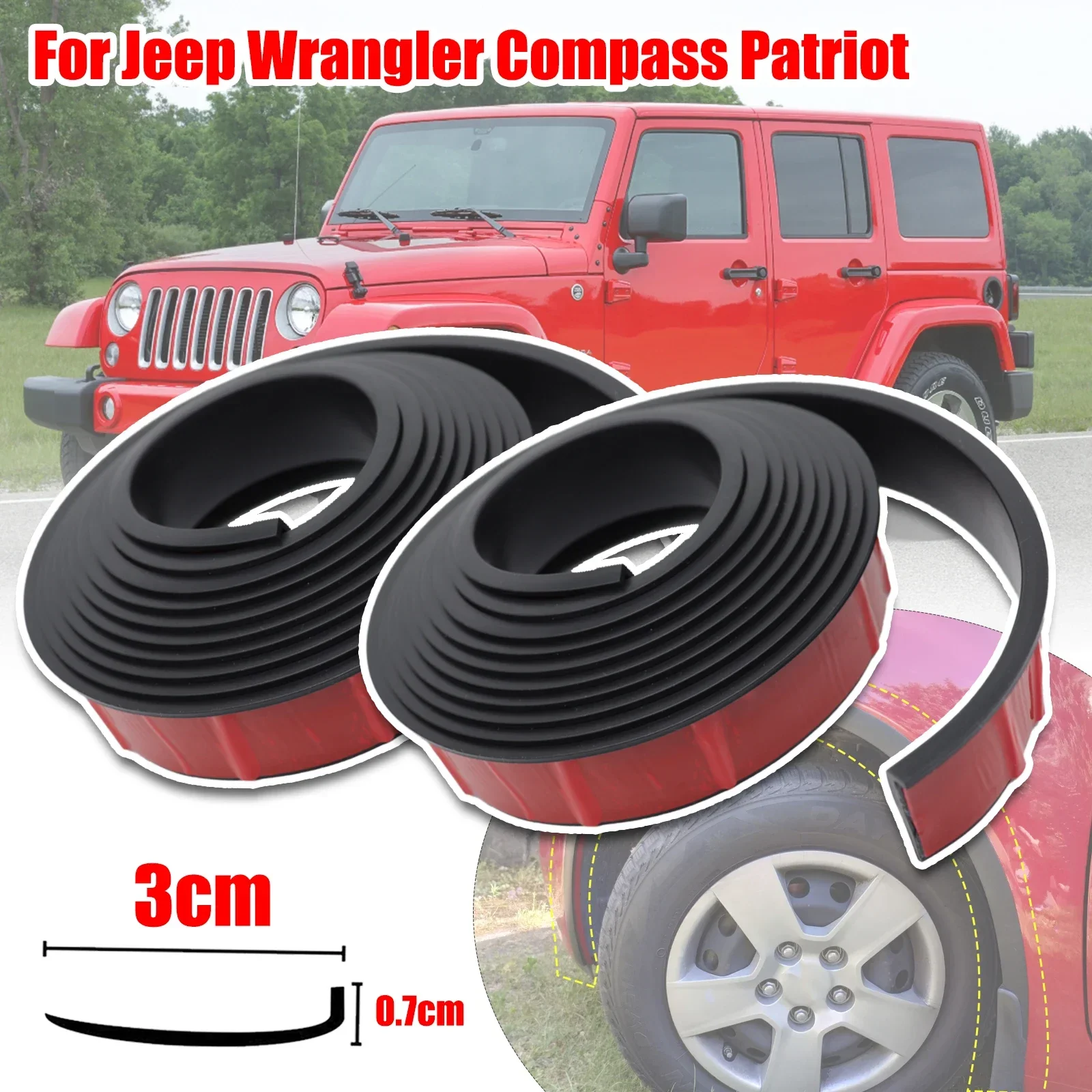 

Car arch Fender Flares Eyebrow Protector Rubber Seal Strip Wheel Lip Body Cover Scratch Proof For Jeep Wrangler Compass Patriot