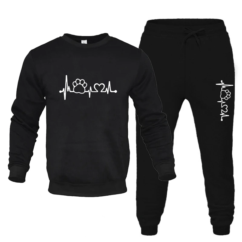 Women's ECG Printing Hoodies Sets 2024 Autumn Fall Fashion Loose Hooded Two Piece Sweatpants Jogger Pants American Sweatsuit