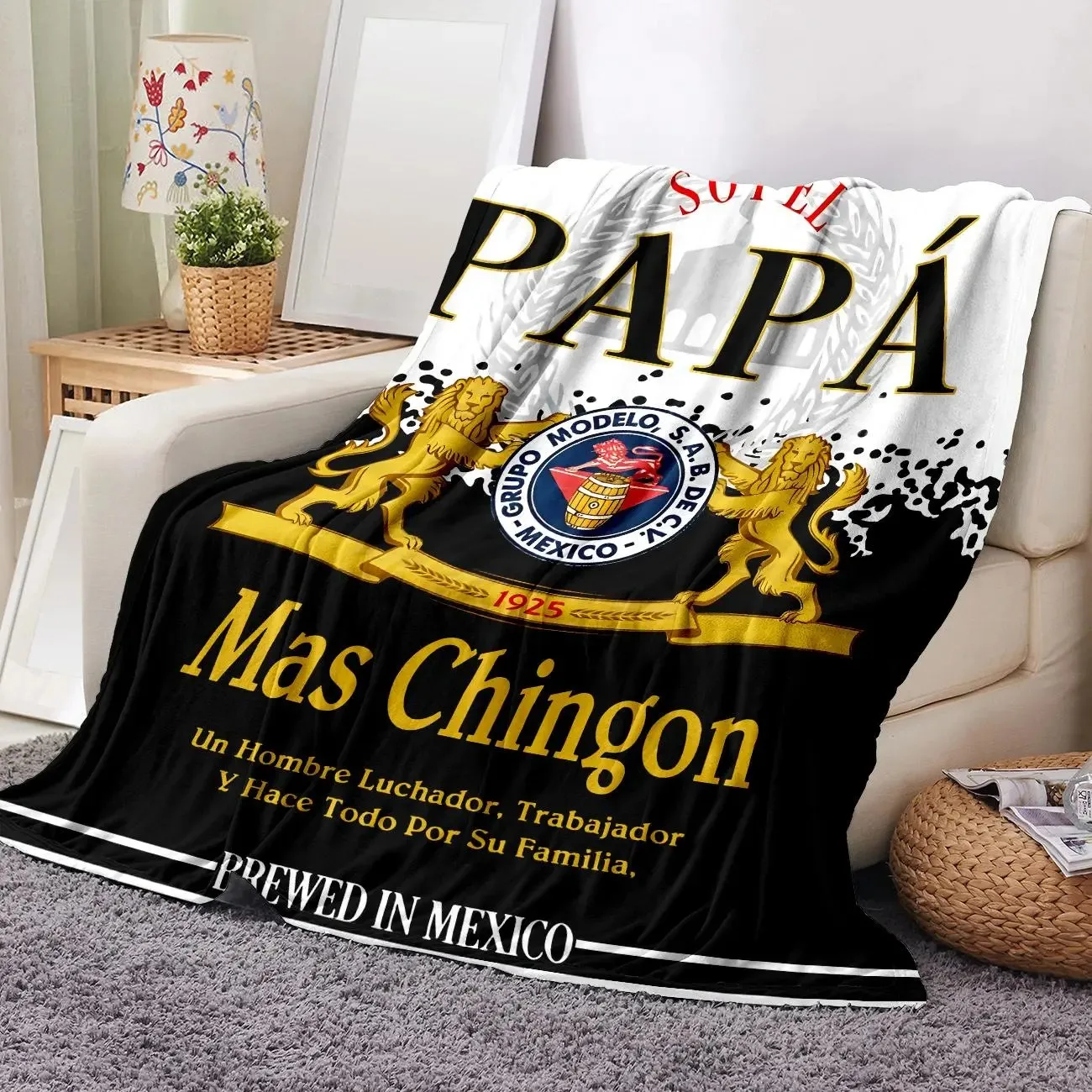 Customize Papa Letter Print Soft All-Season Blanket, 1-Count Casual Throw Blanket for Home, Travel, Warm Naps in Air-Conditioned