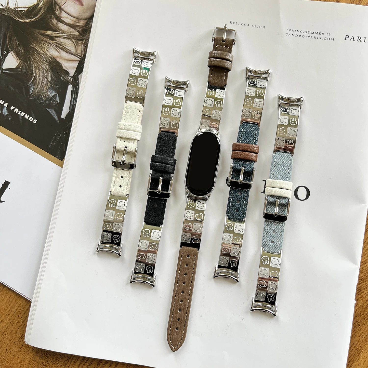 Stainless steel splicing for Xiaomi Band 8 strap for Xiaomi Smart Band 9 playful and fashionable bracelet strap