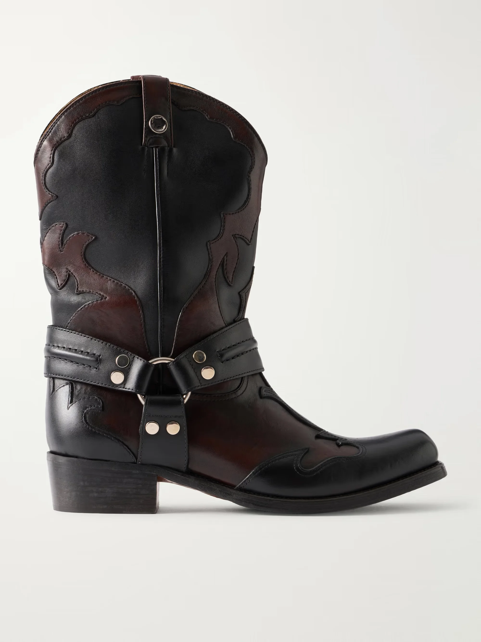 Botas de cuero estilo cowboy con punta cuadrada, planas, vintage, para mujer, con hebilla, informales, de media pantorrilla, de lujo, de diseñador, novedad 2026 en calzado.