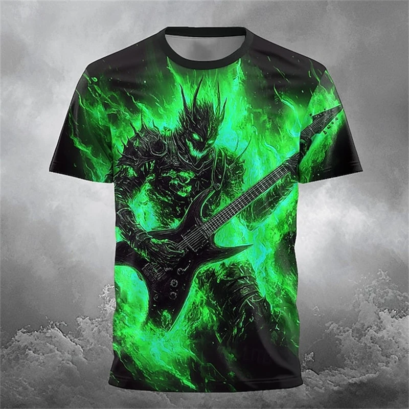 2026 NEW MEN'S SUMMER CREW NECK T-SHIRT OUTDOOR LOOSE CASUAL RETRO MEN'S HORROR FACE PRINT T-SHIRT KIDS