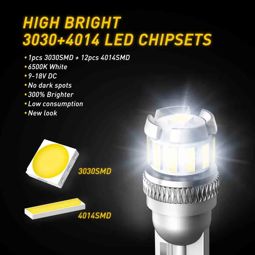 AUXITO 2 قطعة Canbus T10 LED الأبيض W5W LED لمبة لا خطأ سيارة الداخلية جذع أضواء الجانب ماركر لوحة ترخيص مصباح أحمر أصفر