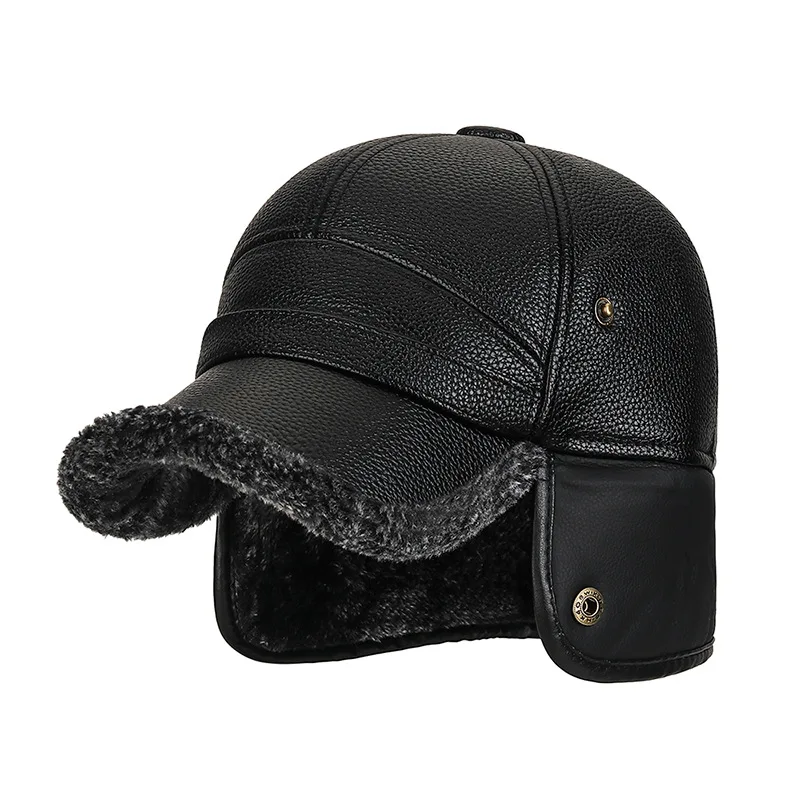 Chapeaux en fourrure Lei Feng pour hommes d'âge moyen et d'élan, protège-oreilles de vieil homme, chapeaux chauds, casquettes de baseball en velours