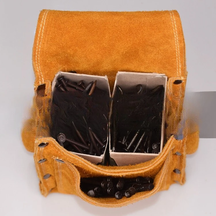 Durable Leather Nail Bag Multi Pocket  Pouch Hammer Holder for Carpentry Work