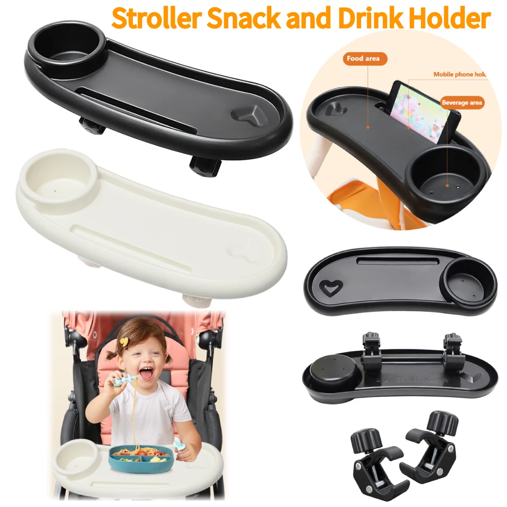 

3 In 1 Infant Stroller Dinner Table Tray Removable Stroller Snack Catcher and Drink Holder for Stroller Accessories