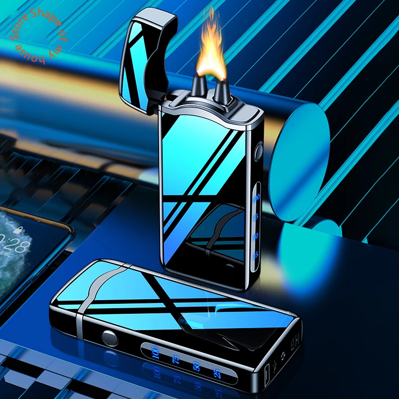2024New USB Big Flame Cigar Lighter Pulse Windproof Arc Electric Candle Touch Lighters Plasma Flameless Gift For Boyfriend BBQ