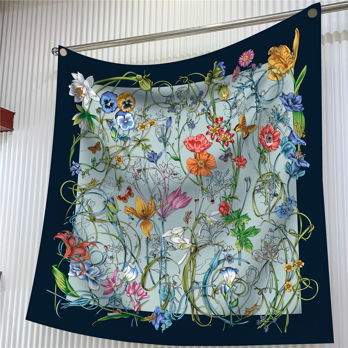 

90Cm New Multi-functional Twill Silk Tulip Plant Flower Women Sunscreen Shawl Large Square Scarf Scarf Silk Scarf