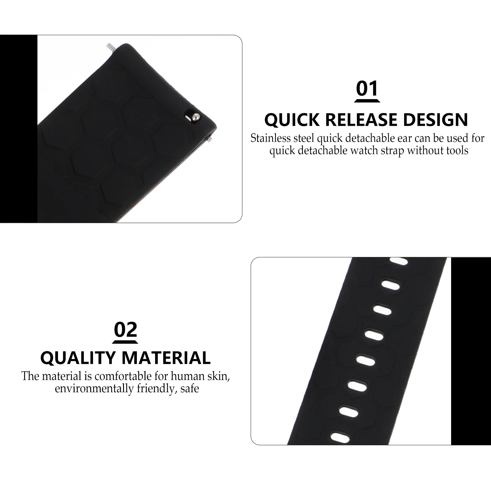 

3Pcs Silicone Watch Strap Adjustable Comfortable Breathable Smart Watch Replacement Band Wristband Accessory Gift