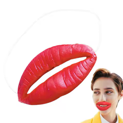 Jokes Sausage Red Lips Funny Photo Props Thick Halloween Funny Horror Latex Mask Prank Stuff Cosplay Party Props Big red Mouth