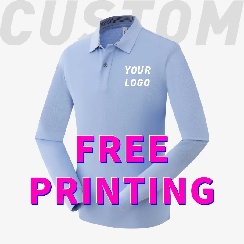 POLO shirt Customization Free Printing Logo Long Sleeve Image T-shirt Cultural Shirt Enterprise men and women Work clothes