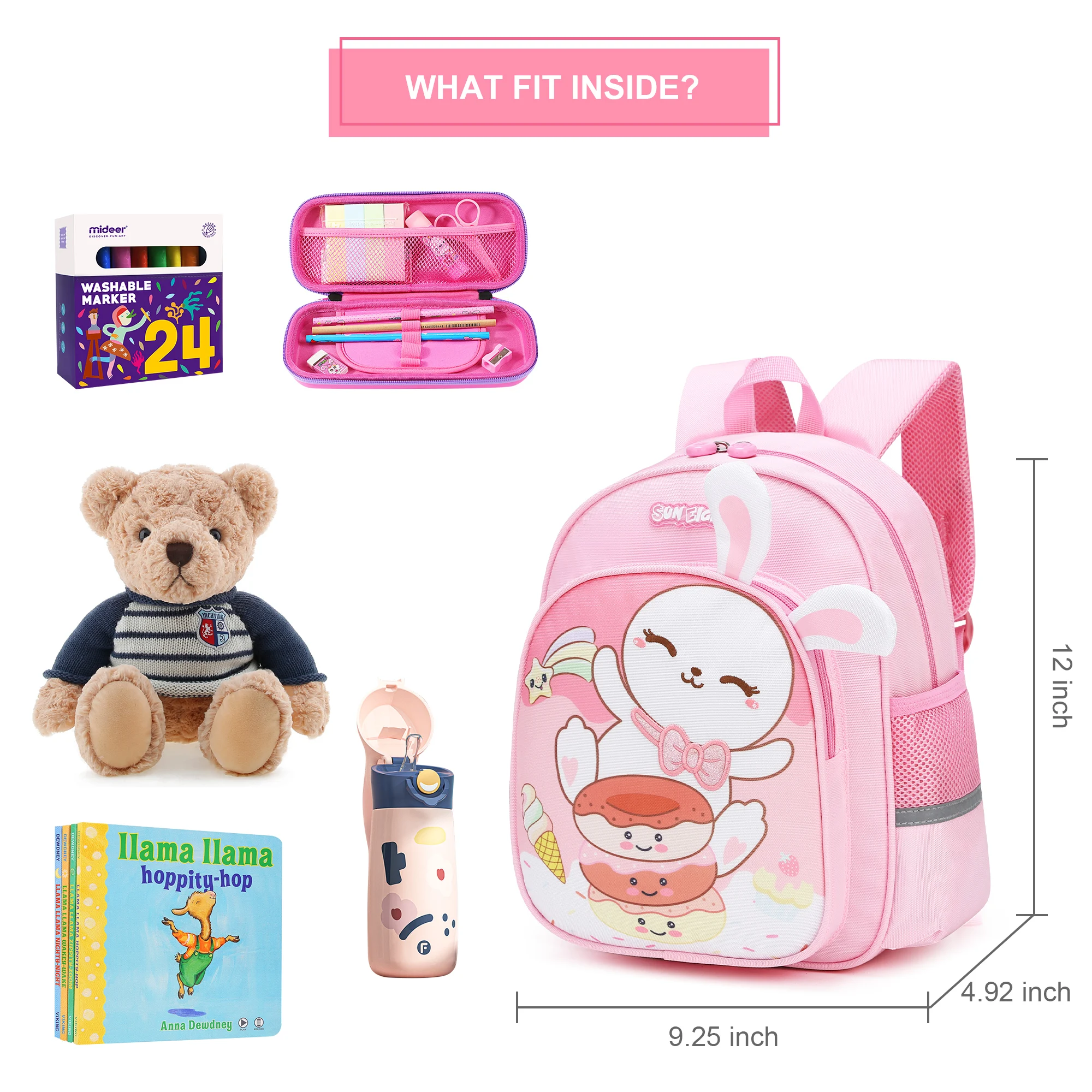 Sun eight Cute Toddler Backpack Toddler Bag Nylon Animal Cartoon Mini Travel Bag Suitable for Children Aged 2-6