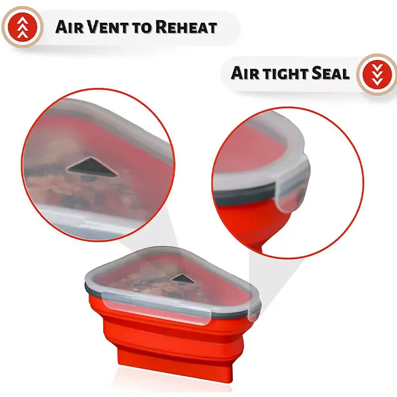 Food Grade Silicone Folding Pizza Box Reusable Triangle For Pizza Packing Box Take Away Box image 3