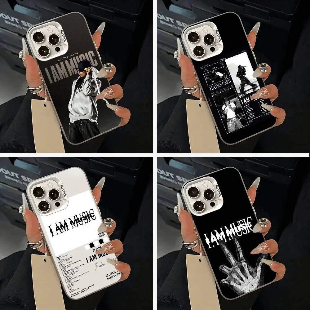 

I AM MUSIC (Playboi Carti) Phone Case For iPhone 17,16,15,14,13,12,11 Plus,Pro Max,XS,white silver phone case