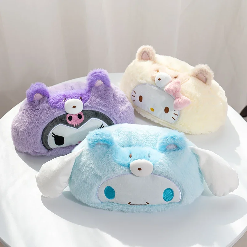 Sanrio Plush Cartoon Tissue Cover Japanese Style Kuromi My Melody Hello Kitty Napkin Holder Tissue Bag Storage Napkins Decor