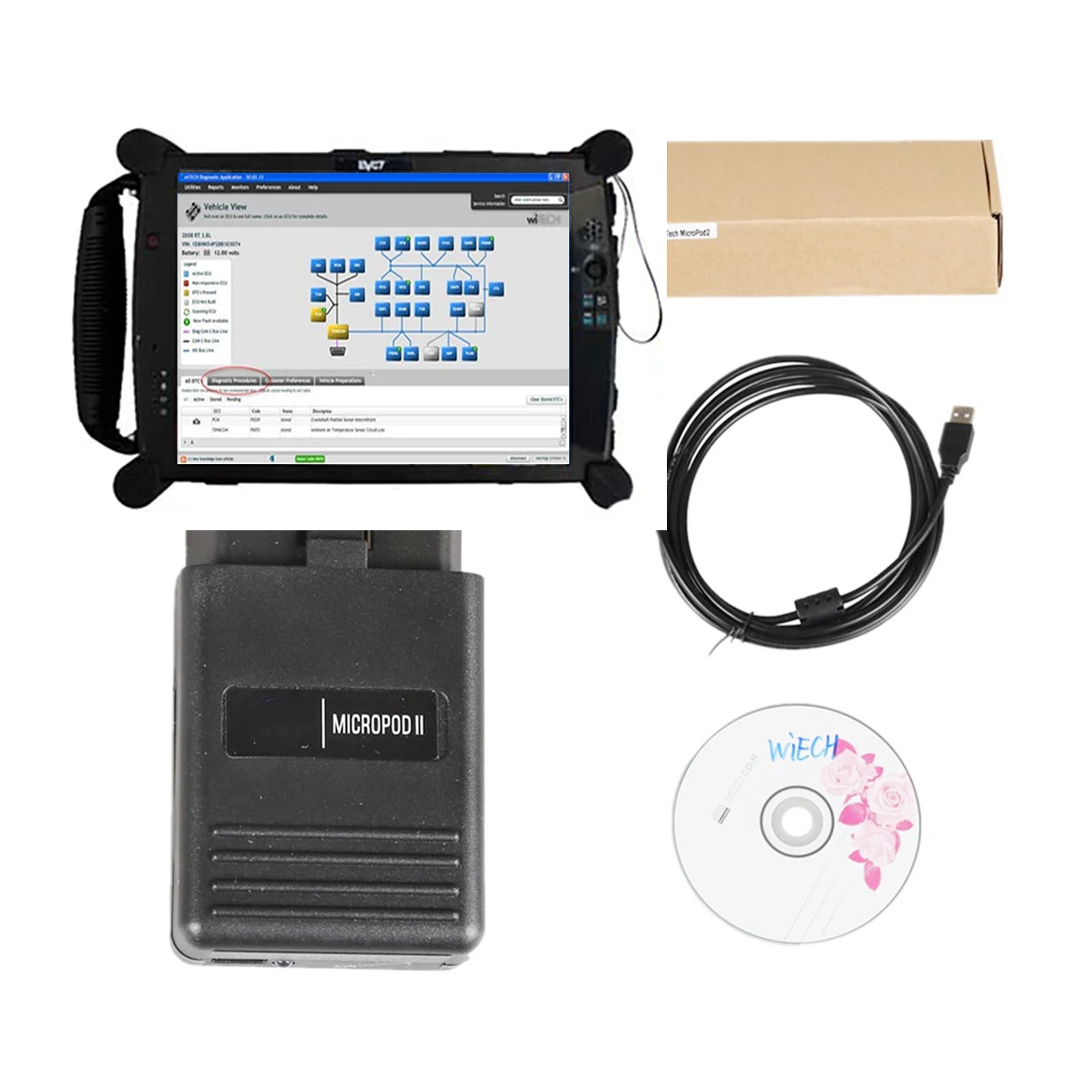 For Chrysler Diagnostic Tool wiTech MicroPod 2 V17.04.27 with New Tablet Updates available online at any time