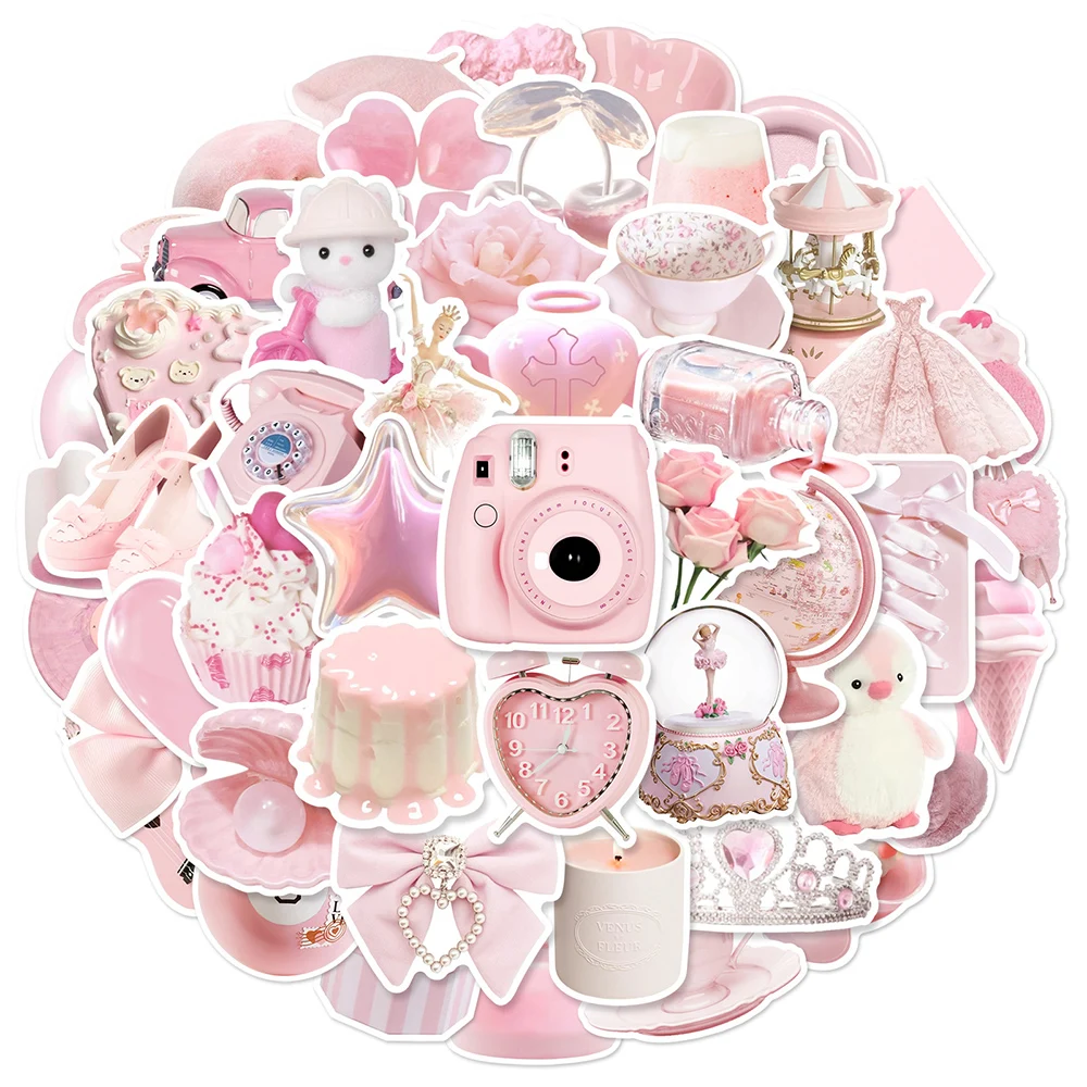 10/30/50pcs Cute Pink Girls Stickers Kawaii Ins Style Decals Aesthetic Laptop Notebook Phone Travel Luggage Stationery Sticker