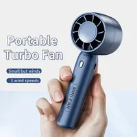 Mini Electric Fan Portable Turbo Fan Three-speed Wind Speed Handheld Desktop Dual-Purpose Air Conditioner For Camping