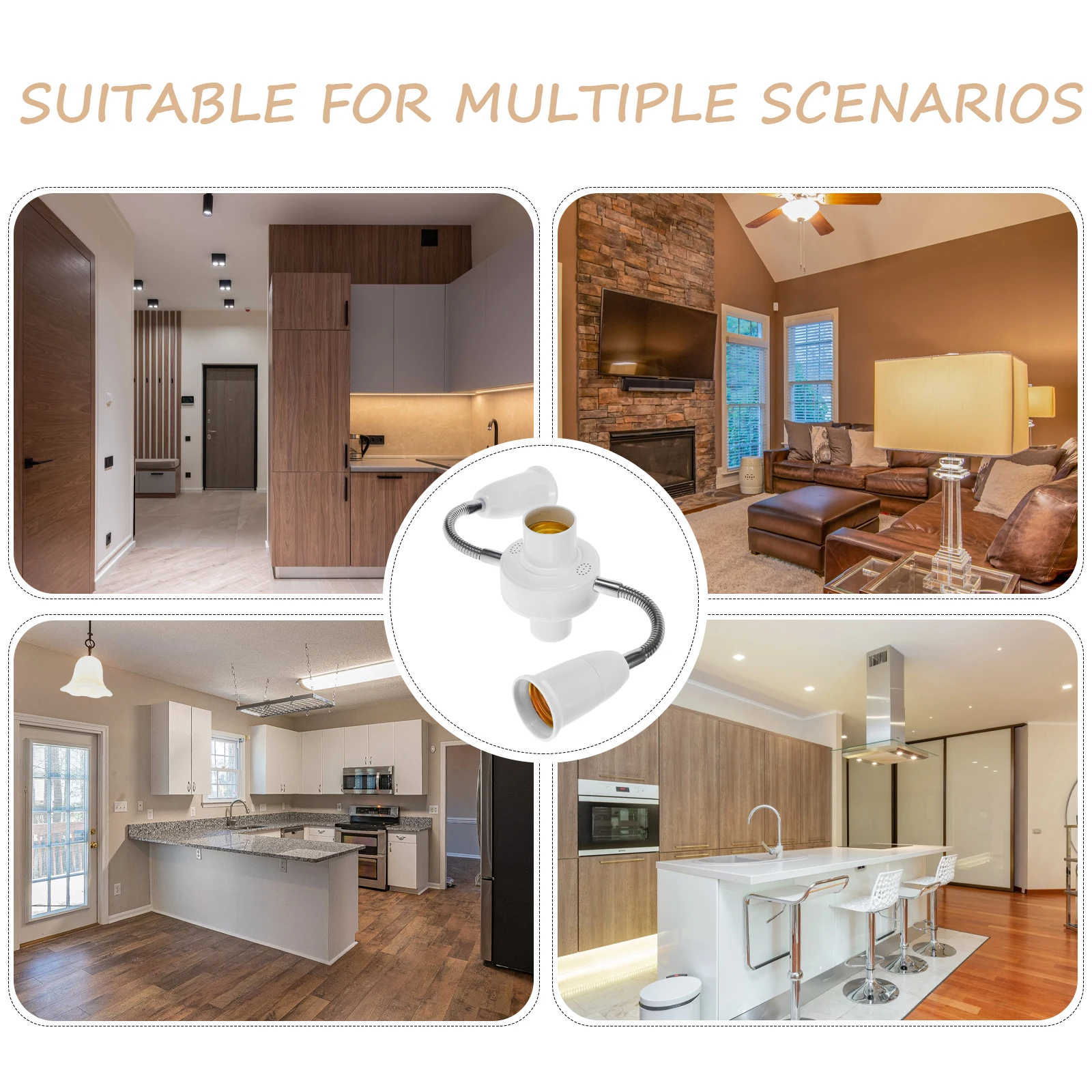 Single to Three Head E27 Light Socket Adapter Multi-Heads Flexible Tube Converter for LED Bulbs Adjustable Lighting Extension