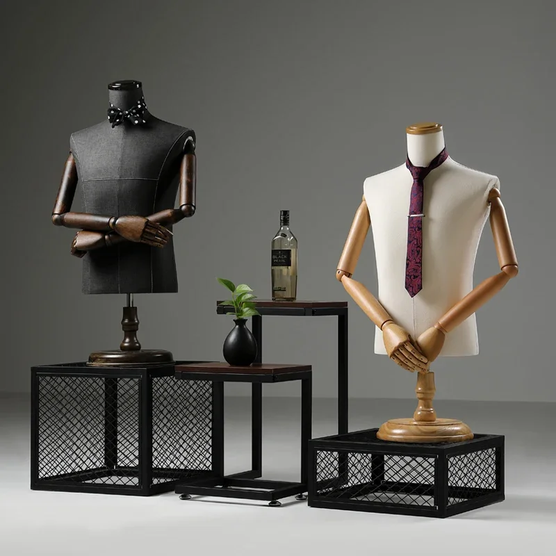 Korean version of suit model props men's half-body body clothing store window display shelf full-body men's suit platform
