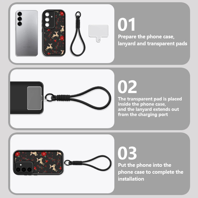 Fiore Alce TPU Cordino Cassa Del Telefono Per Samsung Galaxy S25 Bordo S24 S23 S22 Ultra S25 S24 FE A17 A56 A36 A16 A55 A35 A15 A54 Copertura
