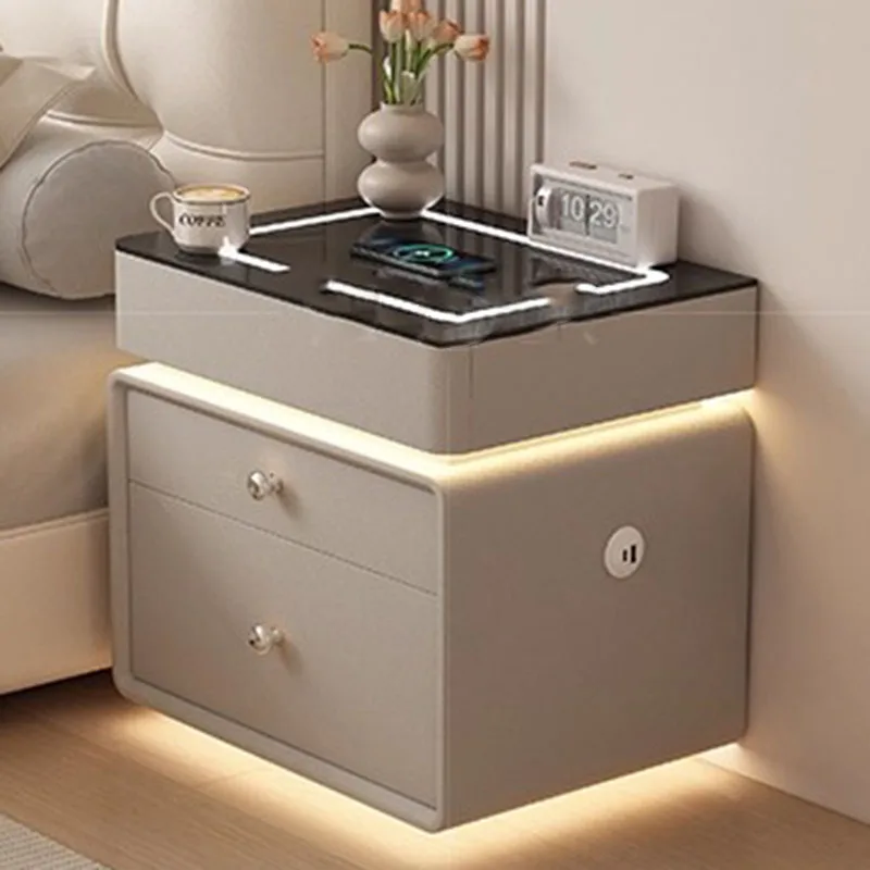 Tocador Ricarica personalizable Comodino Altoparlante Bluetooth Cassetti unici Mini comodino Mesa De Noche De esquina inteligente