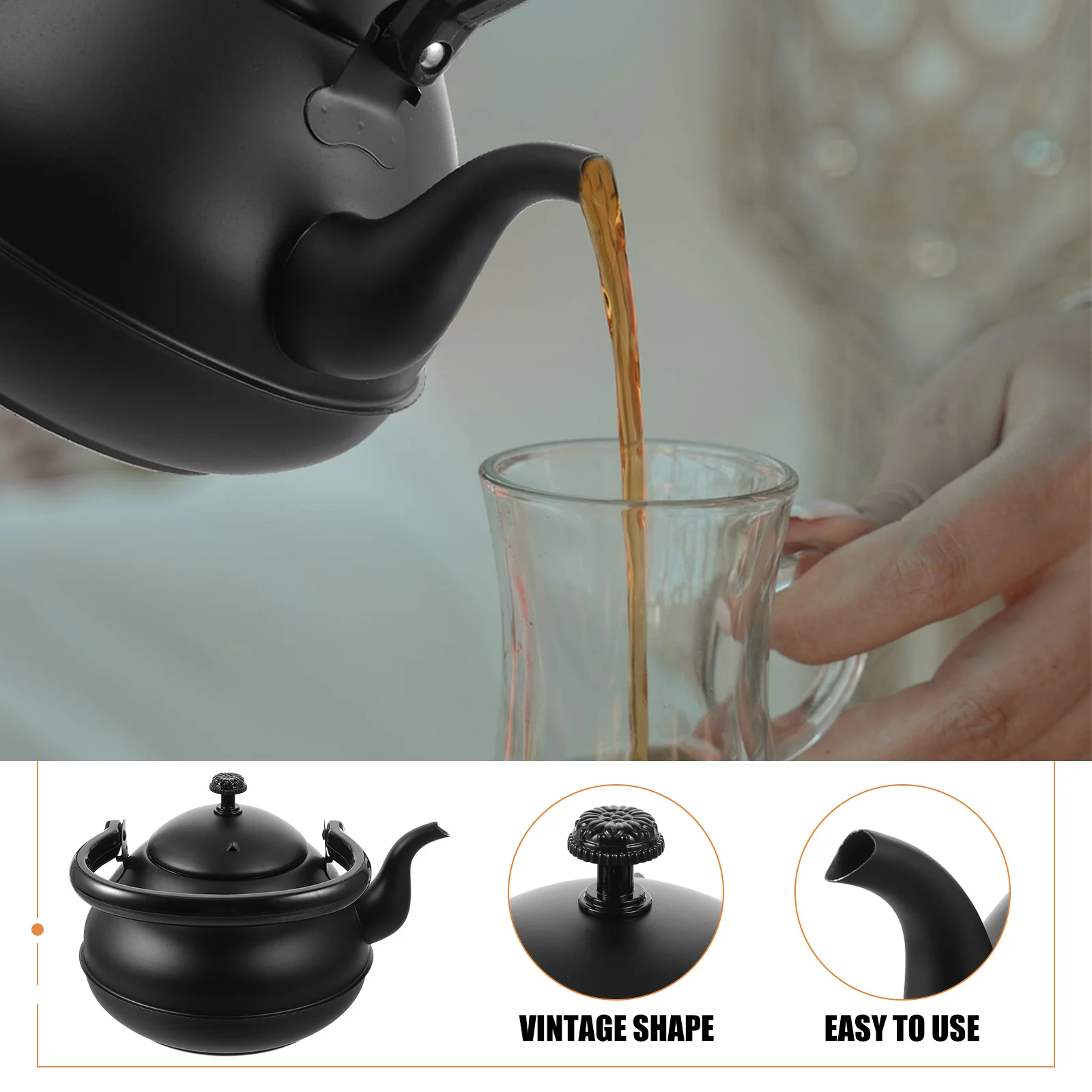 

1pc Stainless Steel Tea Kettle 1.5L Large Capacity Water Boiling Kettle For Home Kitchen Coffee Soup Camping Vintage Style