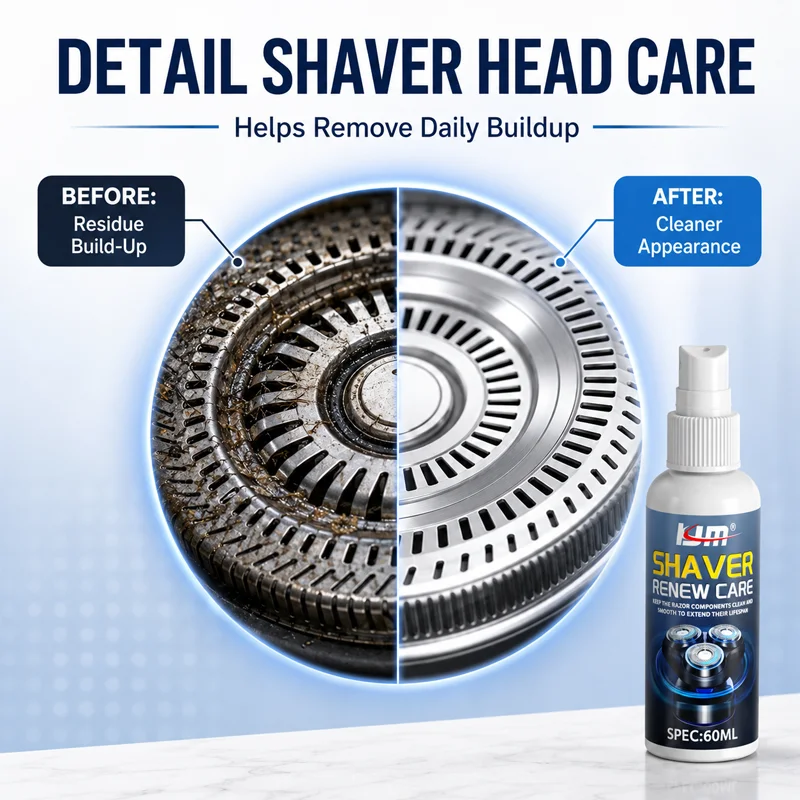 KJM Shaver Renew Care Spray Electric Shaver Head Cleaner Remove Hair Residue Oil Dust For Rotary Foil Trimmer Blade Maintenance