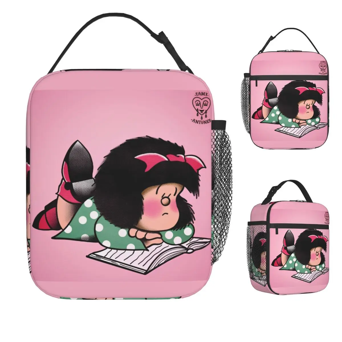 

Mafalda комикс мультфильм Kawaii сумка для обеда Ретро ланч-бокс для девочек школьная портативная изолированная сумка-холодильник с принтом термосумка-тоут