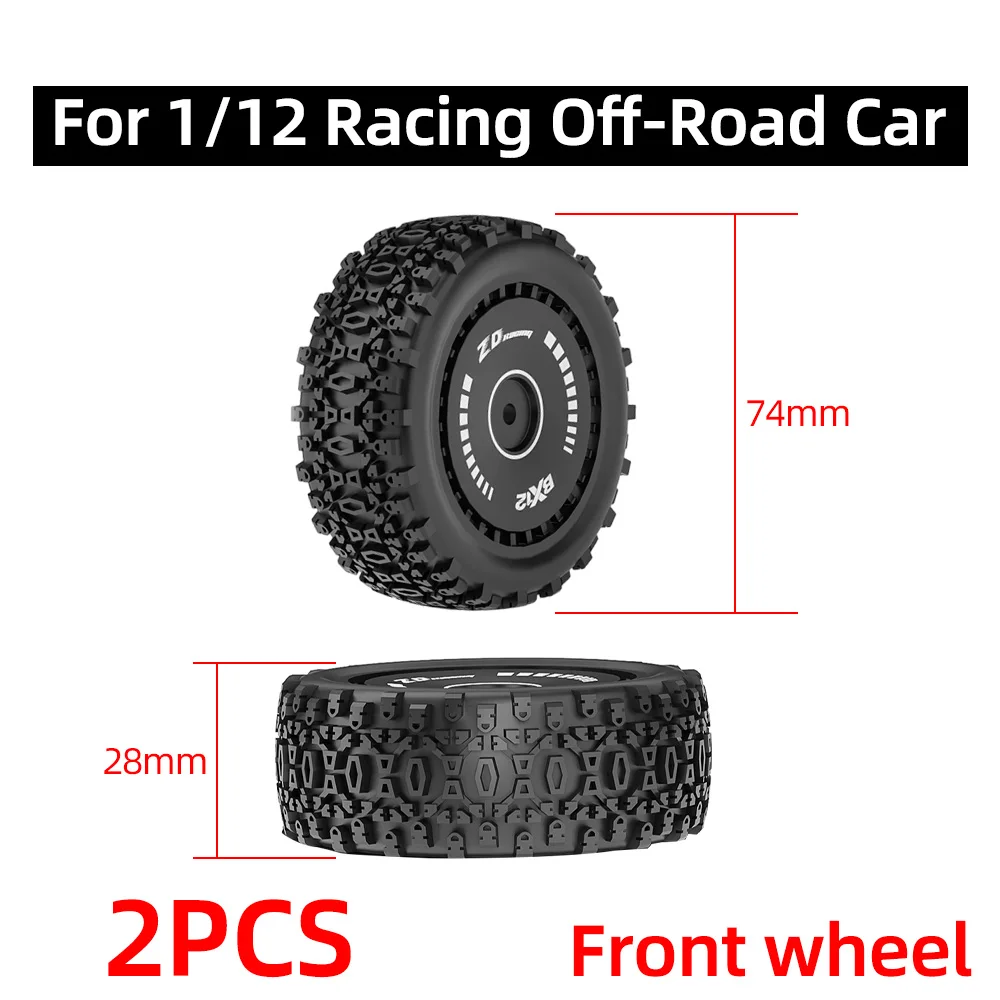 ZD Racing 2PCS RC Auto Reifen Gummi Reifen Für Racing Off-Road Auto Für 12mm Hex RC Auto und 1/12 ZD Racing BX12 Original Reifen