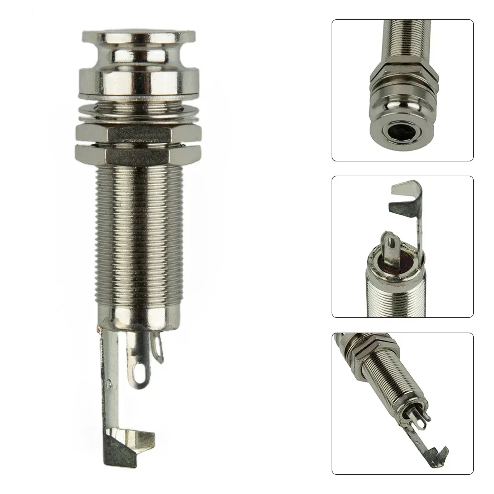 Threaded Cylinder Output Strap EndPin For Electric Guitar Bass Endpin Jack Output Jacks 6.35mm Stereo 1/4Inch Socket Plug