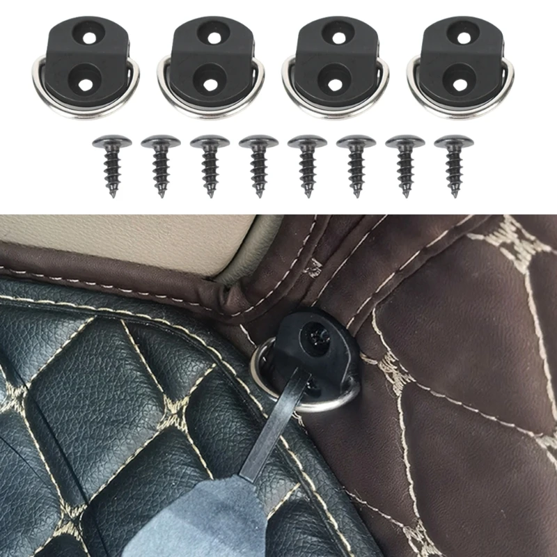 4pcs Multipurpose Car Trunk Storage Net Organizers with Screws Adjustable Elastic Mesh Hook Upgrades for Secure Carry D7YA