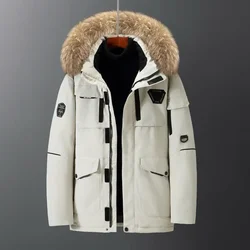 Novo inverno dos homens com capuz gola de pele pato para baixo casacos de alta qualidade masculino casual quente para baixo jaquetas à prova vento à prova dwindproof água casacos de inverno 4x