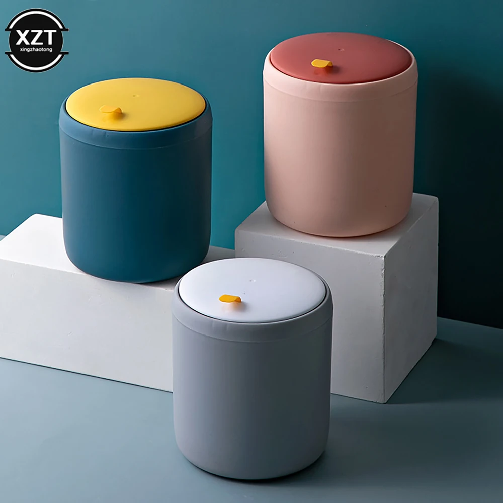 Nordic Mini Trash Can Waste Bins Desktop Garbage Basket Home Table Plastic Trash Can Office Supply Dustbins Sundries Barrel Box