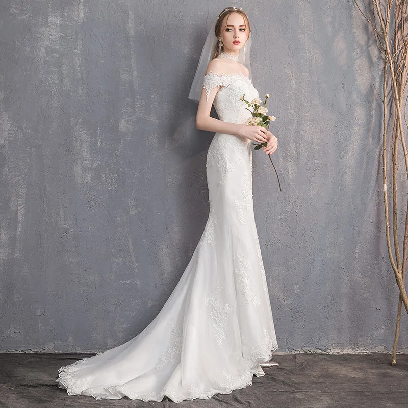 Robe de mariée sirène simple à lacets, imprimé floral, grande taille, sur mesure, nouvelle collection 2023