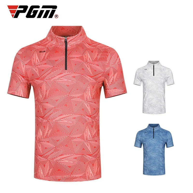 PGM Golf T-shirt Men\'s Shirts Summer Short Sleeve Tops Male Breathable Elastic Uniforms Golf Clothing Size M-XXL YF394