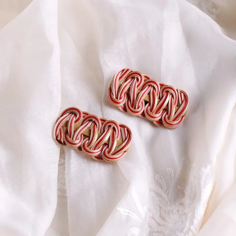 Handmade Bamboo Weaving Earrings Hairpin Brooch Set Intangible Cultural Heritage Craft Jewelry Gift Boutique Tourism Hot Sale