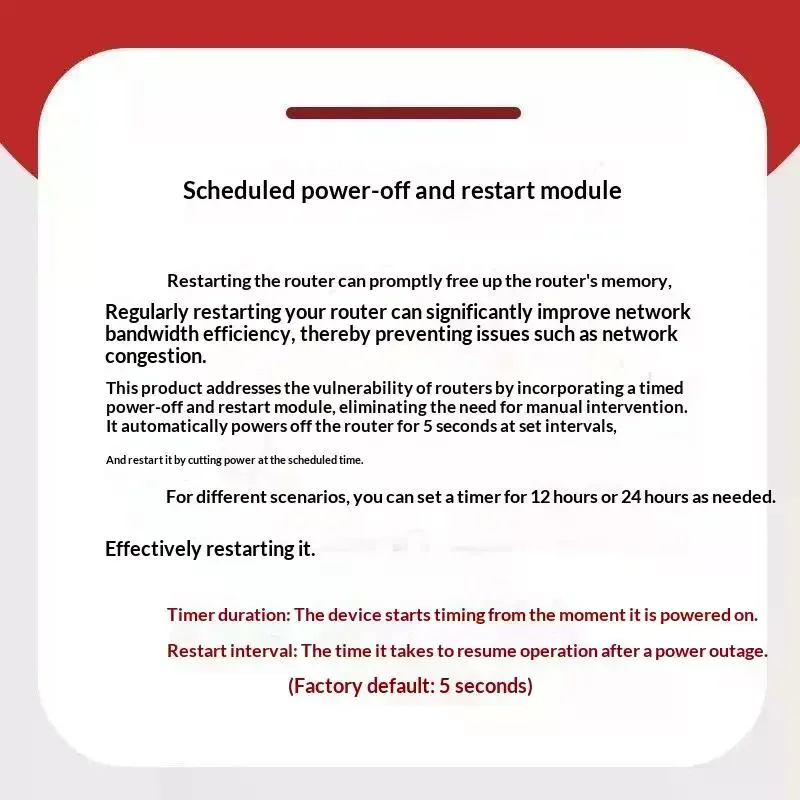 Router Auto Reboot Power Cable With 24H Timer Reset Wide Compatibility For Home Office Internet Use