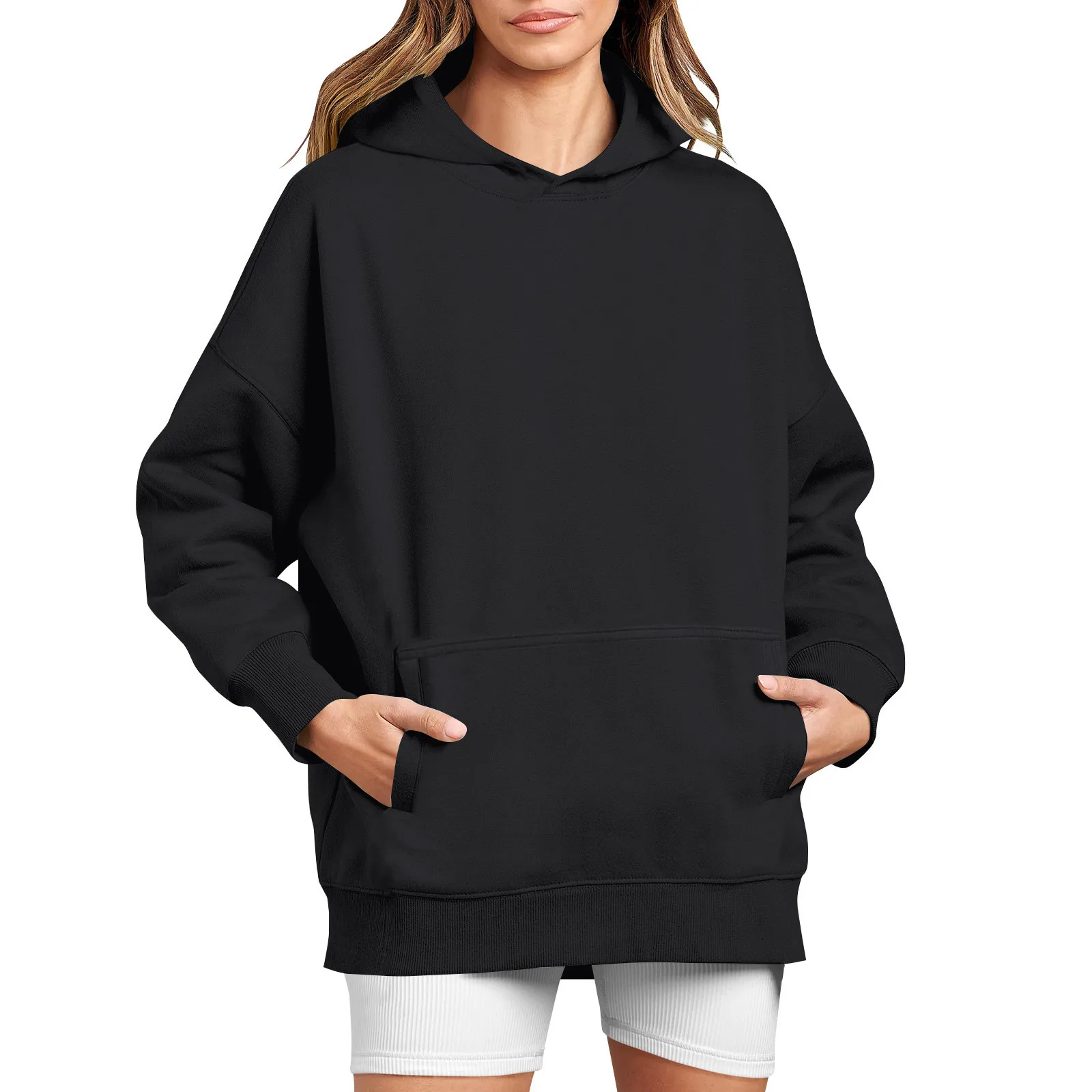 2024 New Women\'S Solid Color Long Sleeved Round Neck Sweatshirt Fashion Casual Comfortable Loose Lightweight Women\'S Sweatshirt