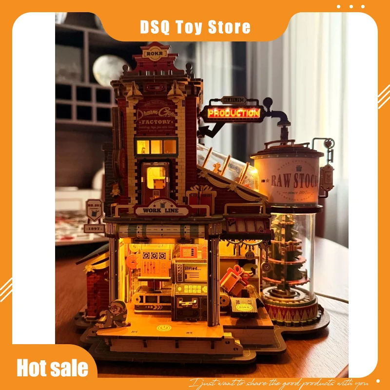 

Dream Gift Factory 3d Wooden Puzzle Wooden Music Box Christmas Holiday Gift Wooden Model Kit Gift Manufacturing Factory