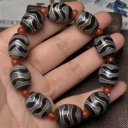 Inlaid with silver filigree, dzi, bracelets for men and women, agate dzi, agate bracelets, jewelry, accessories, collectibles