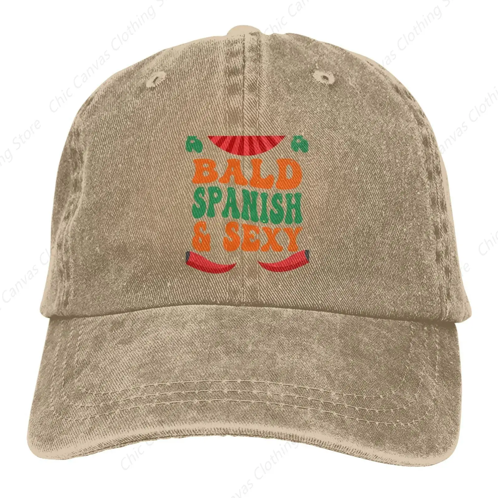 Bald Spanish Sexy Fun Retro Baseball Cap Women'S Men's Washed Denim Hat Outdoor Truck Dad Hat