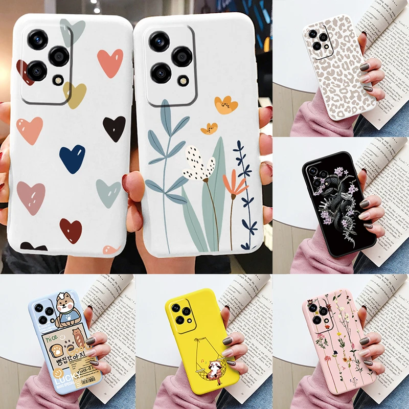 Beautiful Flowers For Honor 200 Lite Case Cute Heart Leopard Print Cover Soft Silicone Matte Protective Funda For Honor 200Lite