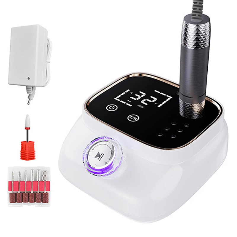 プロ用ネイルドリルマシン 45000RPM高速ネイルファイルマシン LCDスクリーン USB充電ポート付き ネイルアートサロン/自宅用