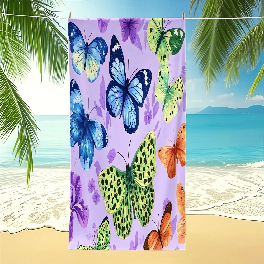 Colorful Butterfly Print Beach Towel Pool Towel Camping Towel Bath Towel Blanket HD Print Adult Travel Quick Dry Towel