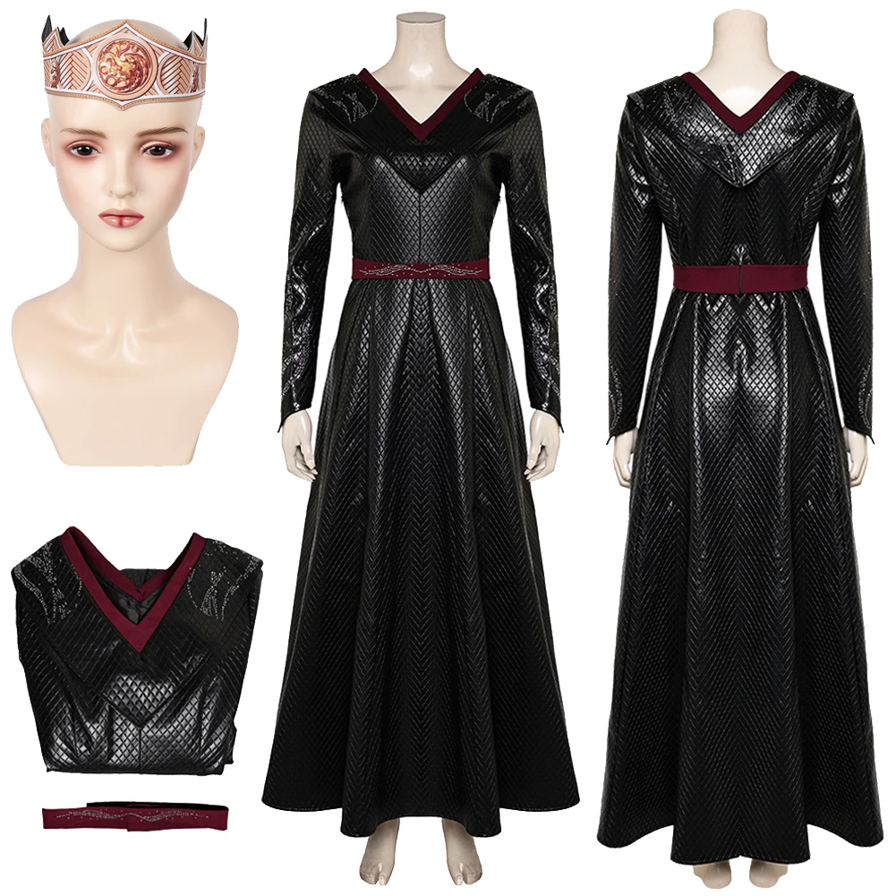 

Drgon Rhaenys Cosplay The Dragon Season 2 Cosplay Fantasia Costume Dress Crown Disguise For Women Adult Halloween Carnival Suit